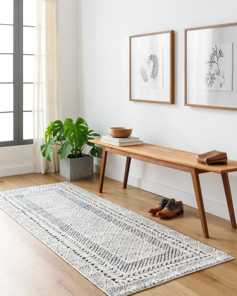 Freud Black/Ivory Machine Woven Rug FEU-2301 - roomscene