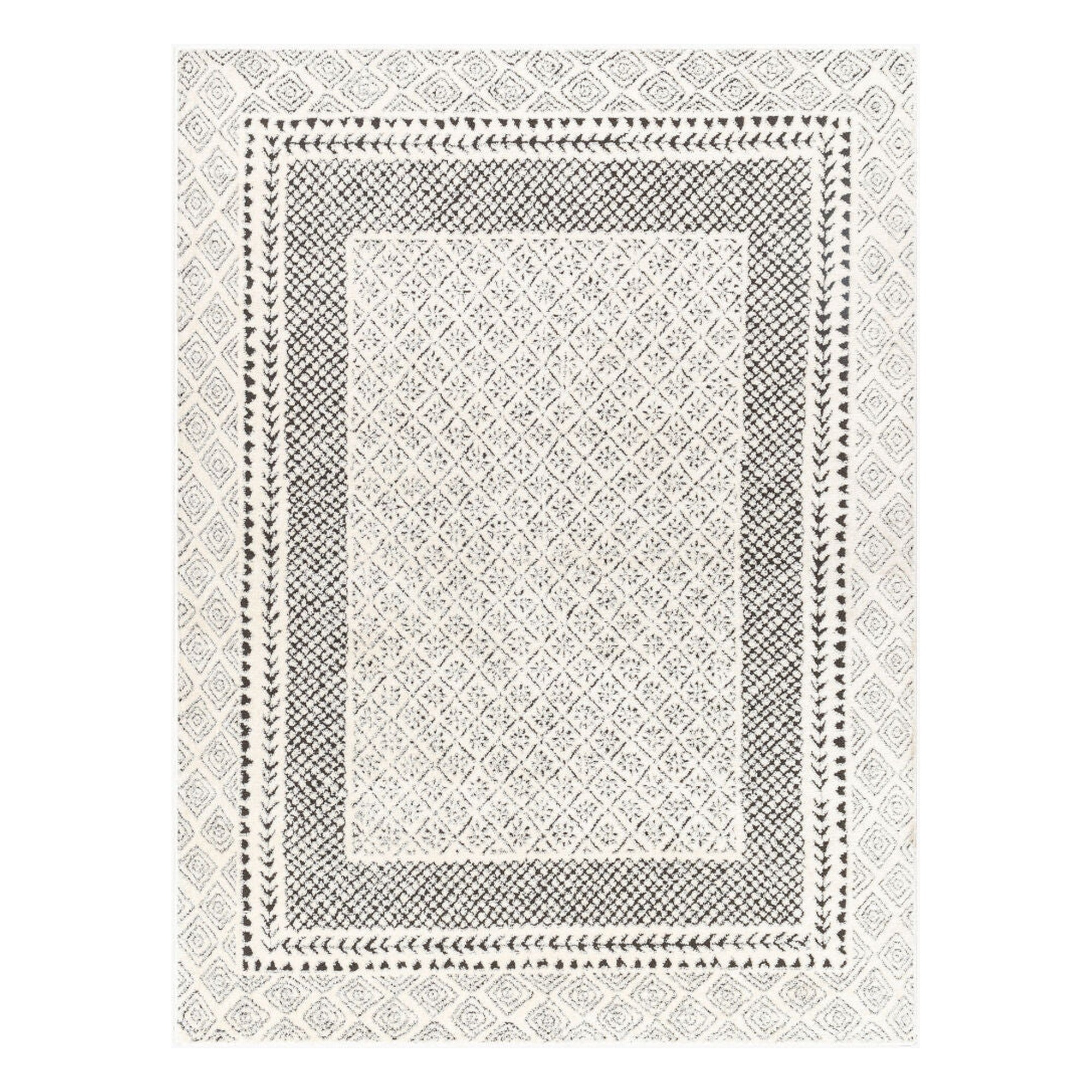 Freud Black/Ivory Machine Woven Rug FEU-2301 - 5'3" x 7'