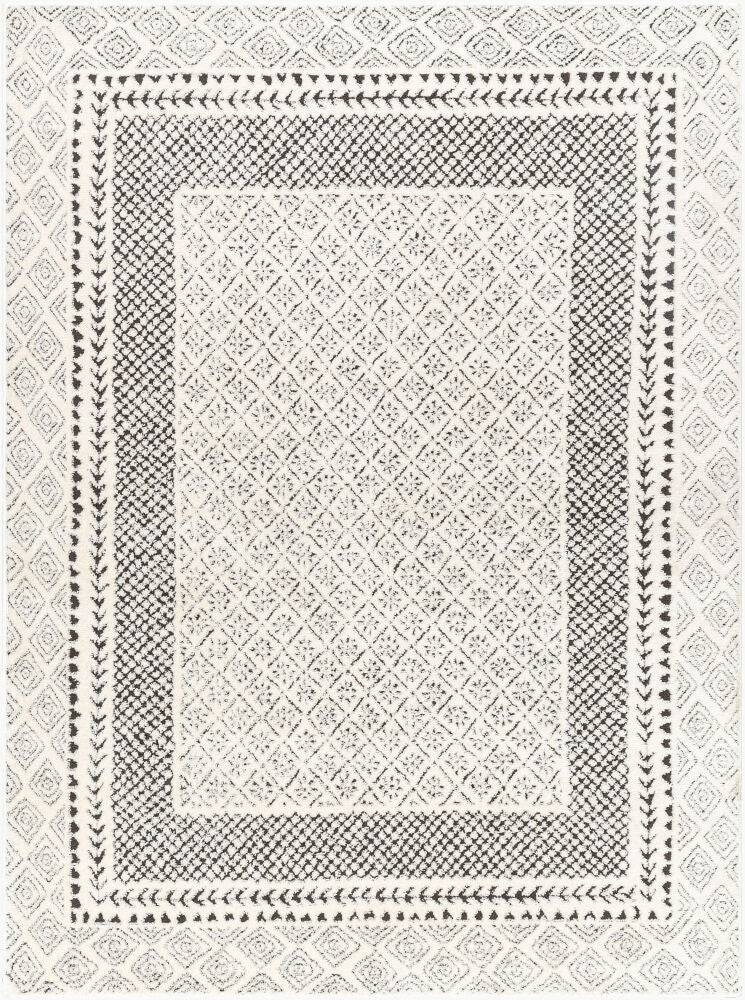 Freud Black/Ivory Machine Woven Rug FEU-2301 - 5'3" x 7'