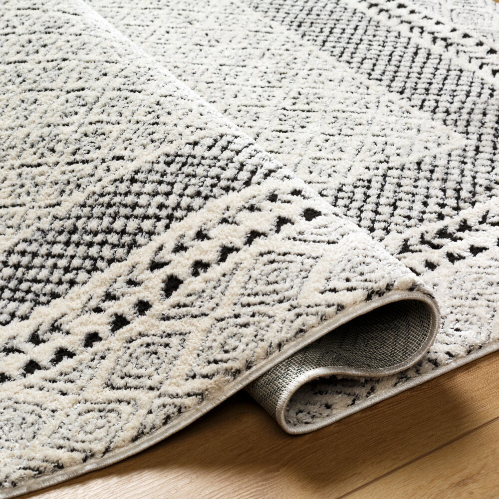 Freud Black/Ivory Machine Woven Rug FEU-2301 - fold