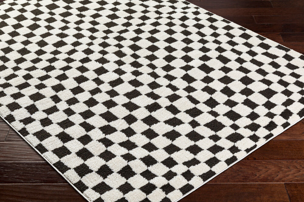 Freud Black/Ivory Machine Woven Rug FEU-2302 - corner