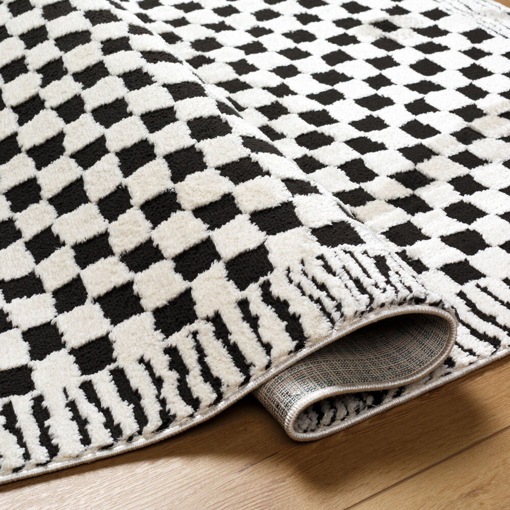 Freud Black/Ivory Machine Woven Rug FEU-2325 - fold