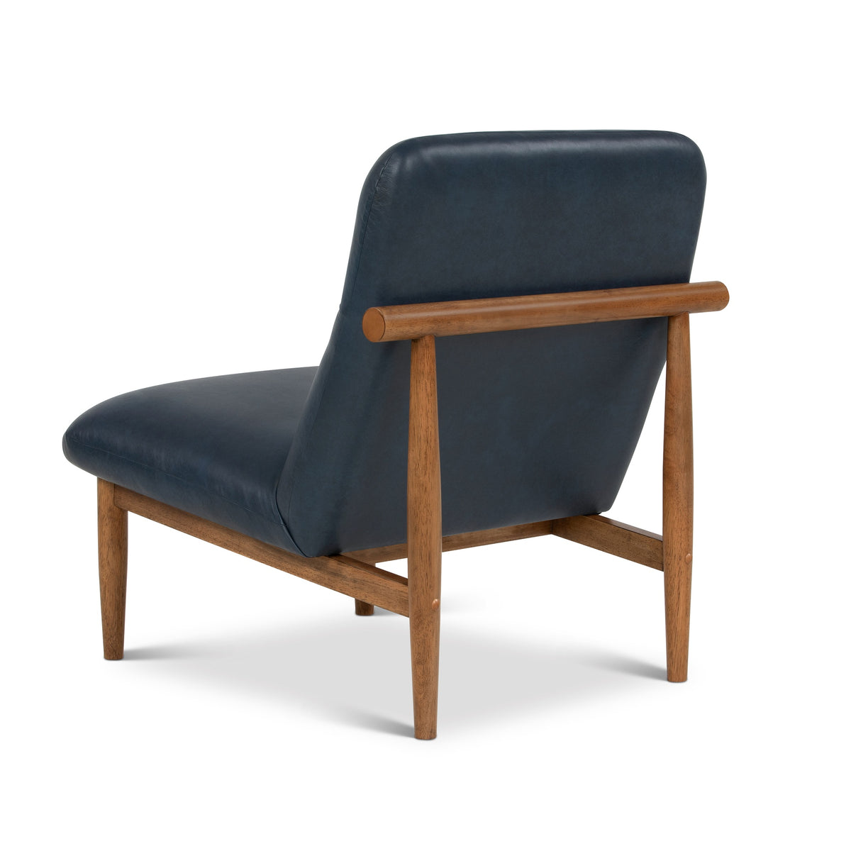 Hudson Leather Accent Chair Dark Oak, Oxford Blue by Urbia - detail 6