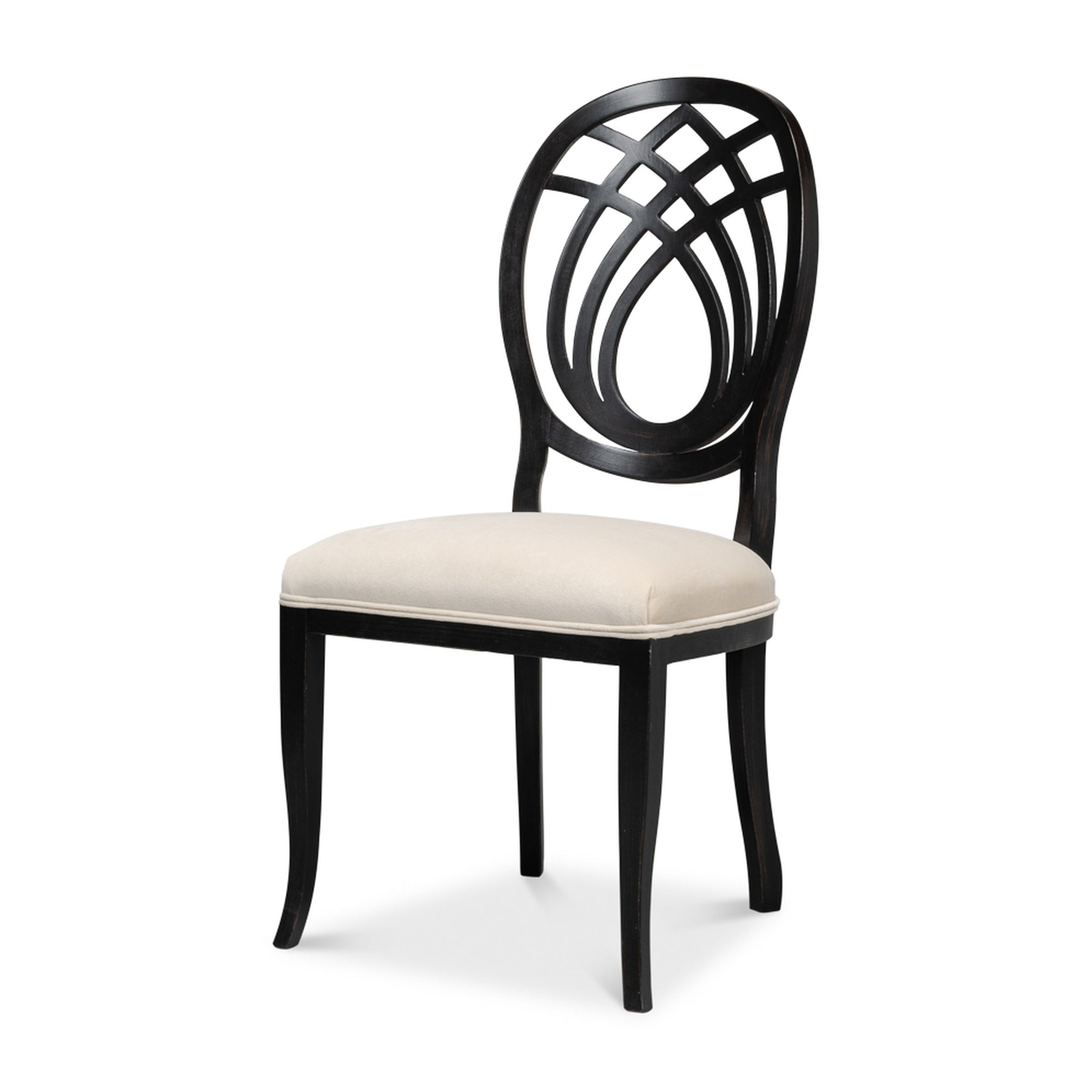 Goccia Side Chair, Nero, Banks Organza by Sarreid Ltd