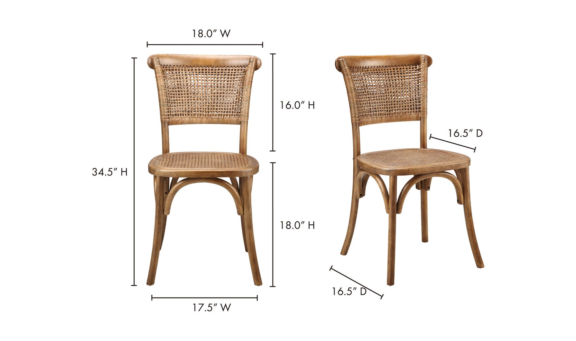 Churchill Dining Chair Light Brown - Set Of Two by Moe's Home Collection - view 15