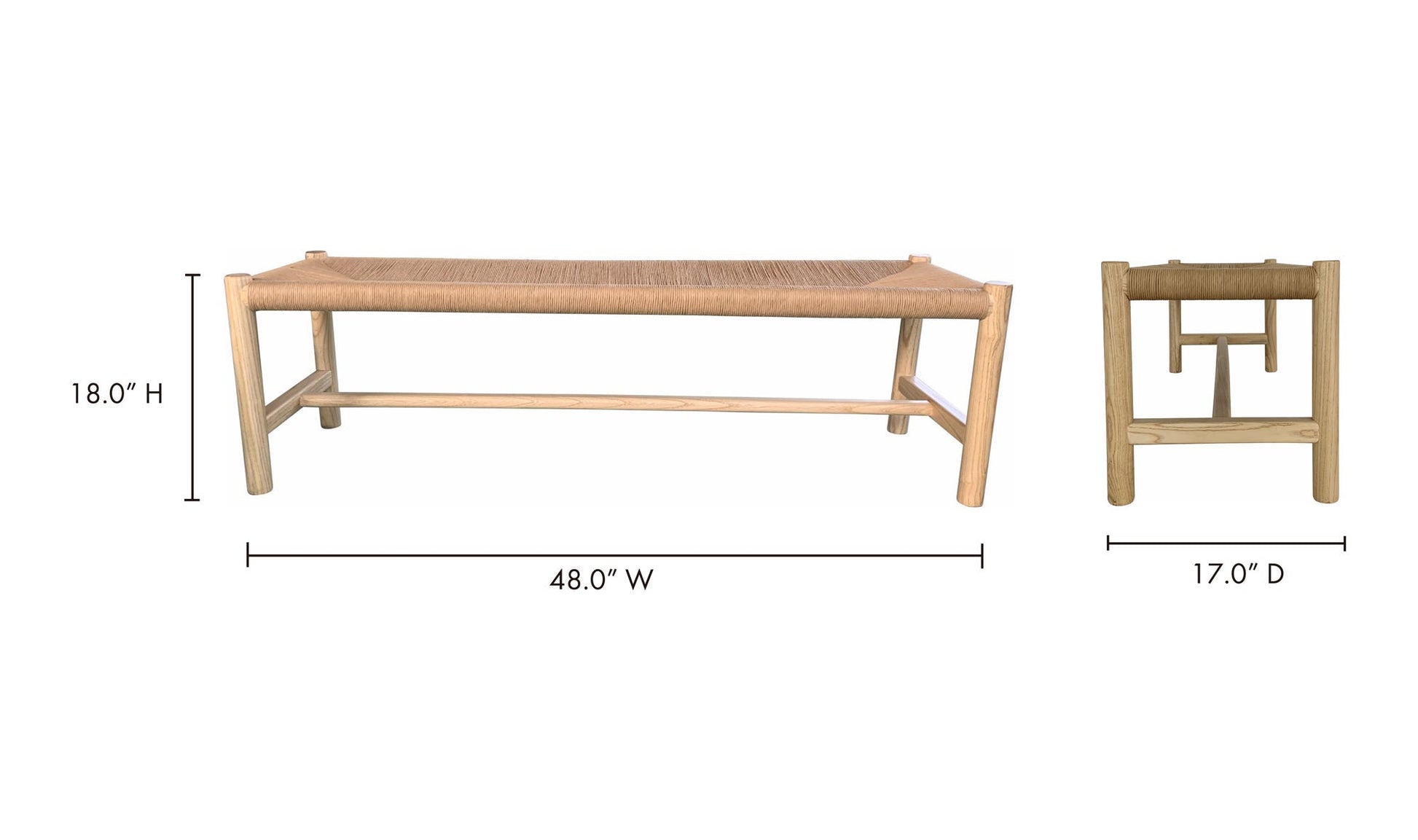 Hawthorn Small Bench Natural by Moe's Home Collection - view 15