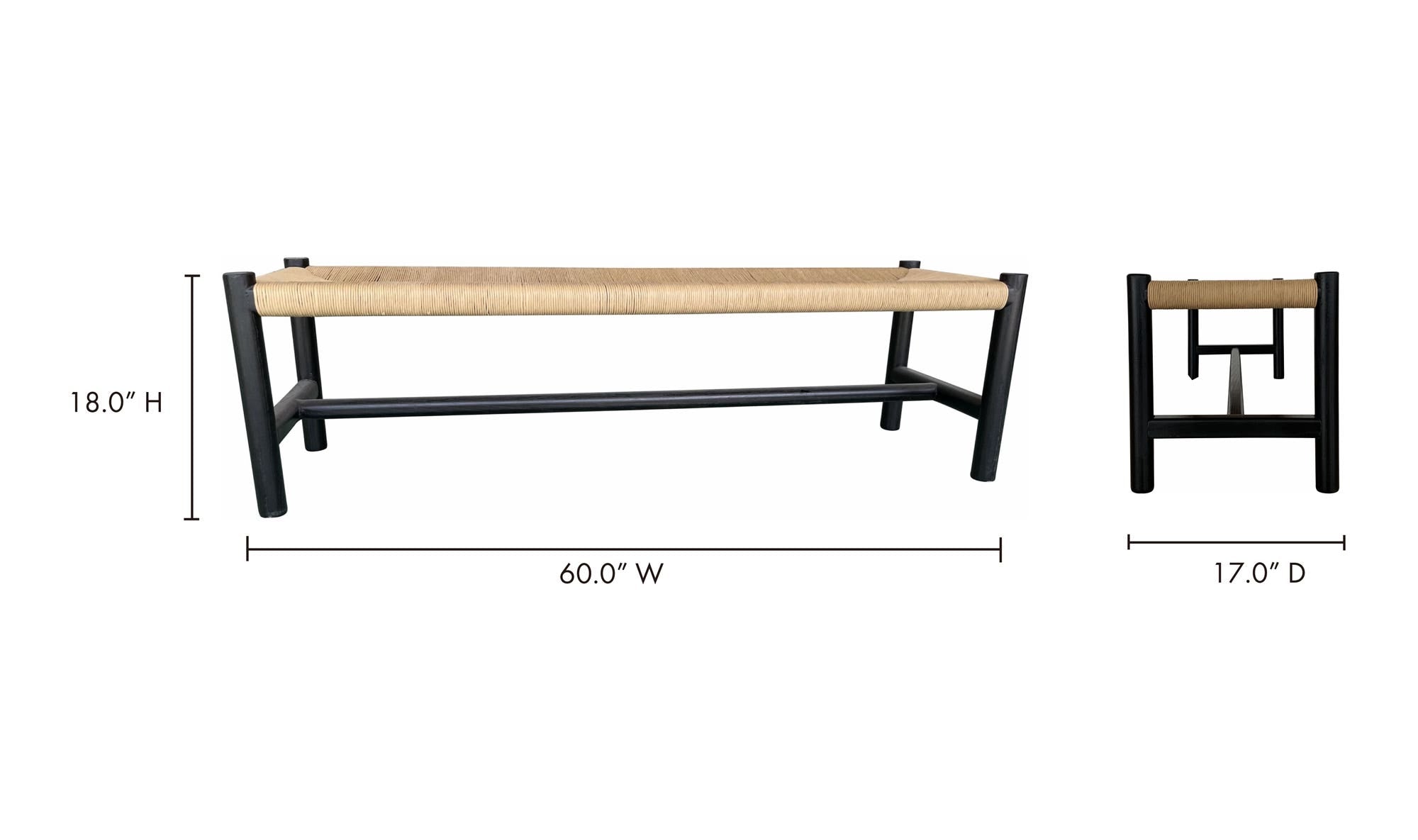 Hawthorn Large Bench Black by Moe's Home Collection - view 17