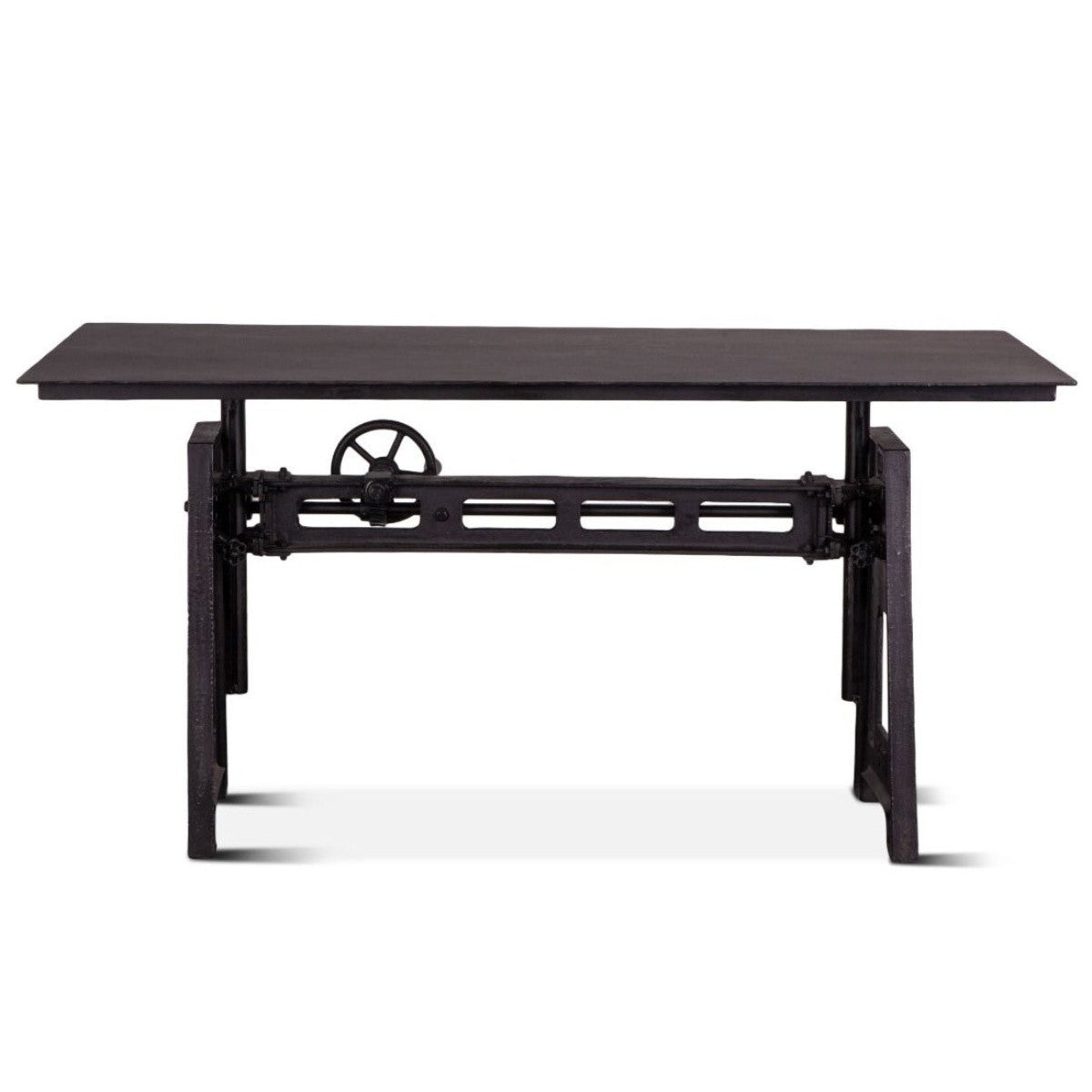 French Industrial Crank Adjustable Black Iron Desk 60"