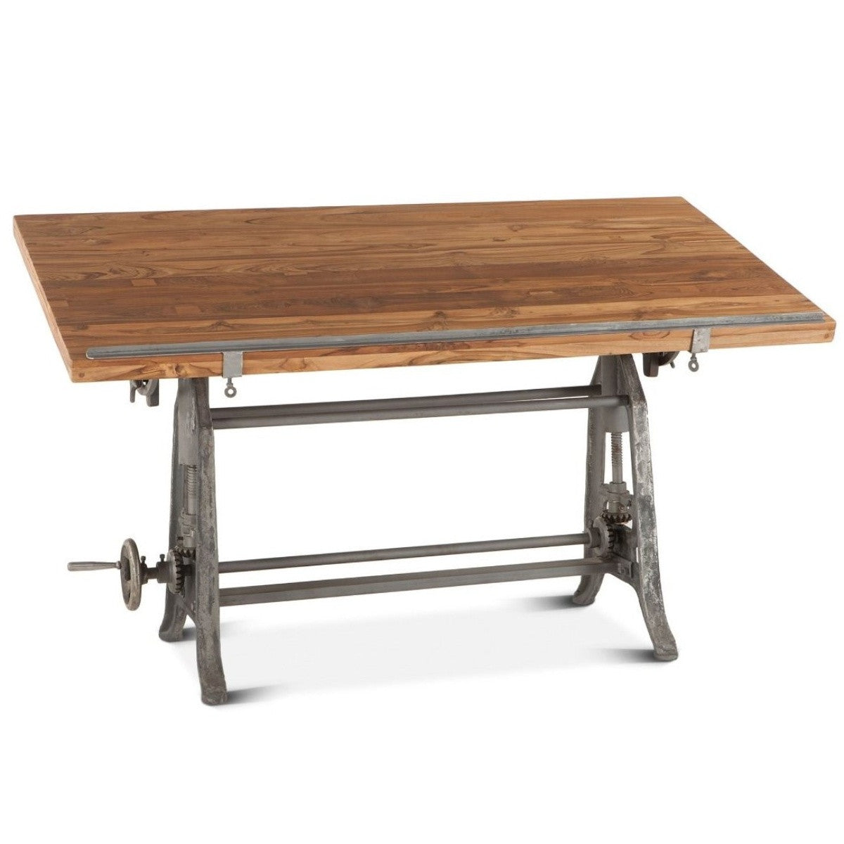 Vintage Industrial Loft Wood and Metal Drafting Table 63"