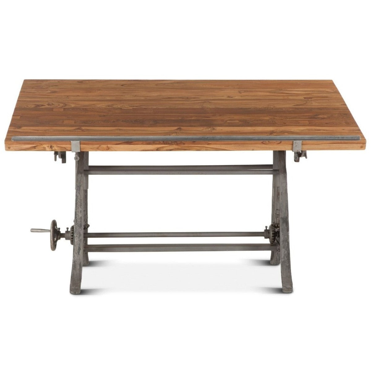 Vintage Industrial Loft Wood and Metal Drafting Table 63"