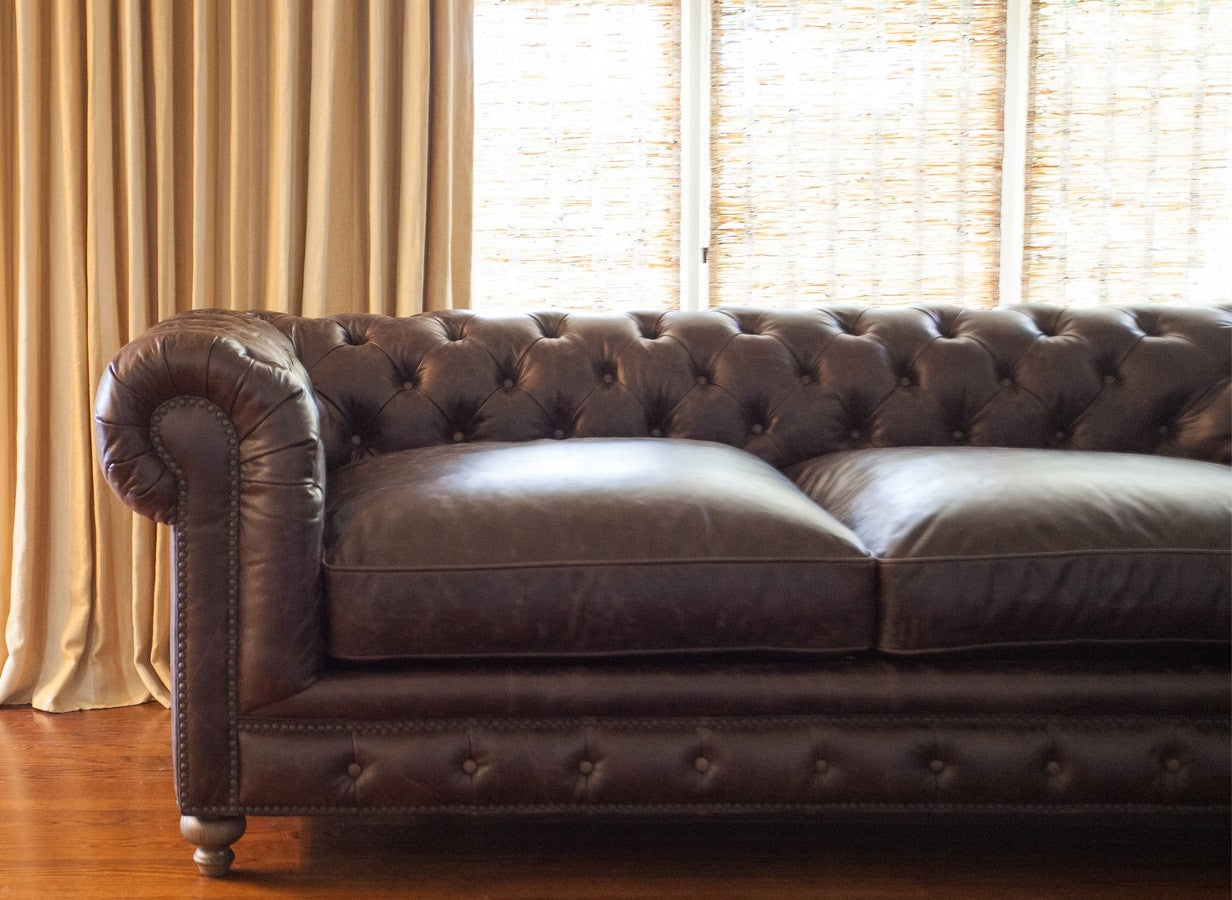 Warner Leather 90" Chesterfield Sofa