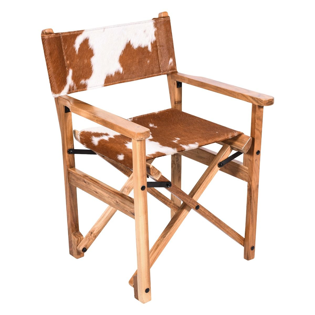 Leeds 23" Folding Dining Chair in Brown Hair on Hide - image 2