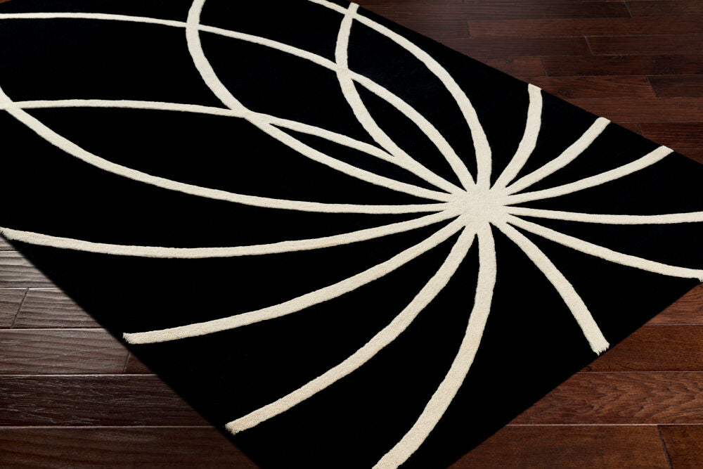 Forum Black/Cream Handmade Rug - corner