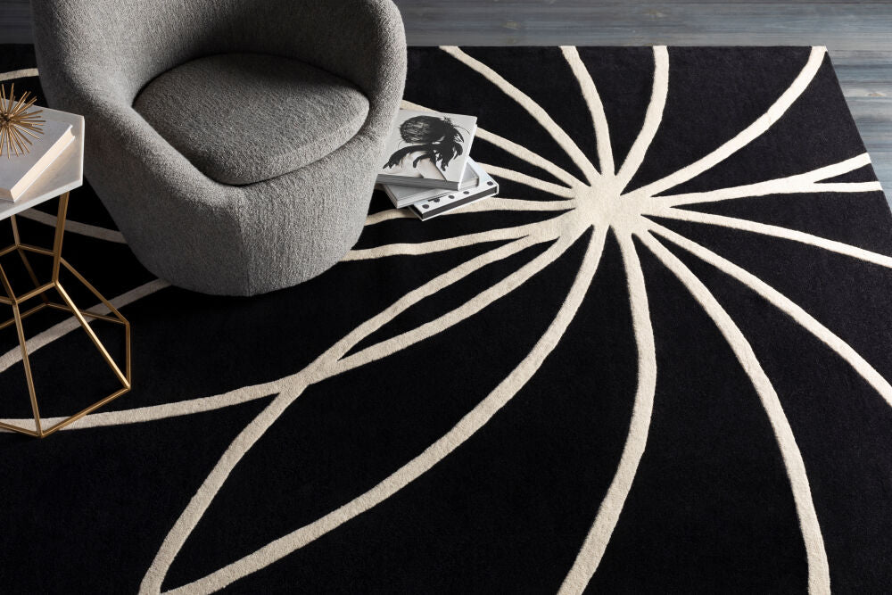 Forum Black/Cream Handmade Rug - styleshot