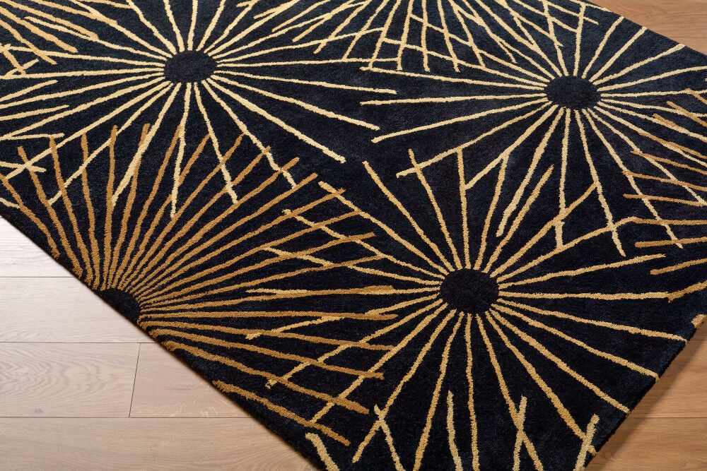 Forum Black/Tan Handmade Rug - corner