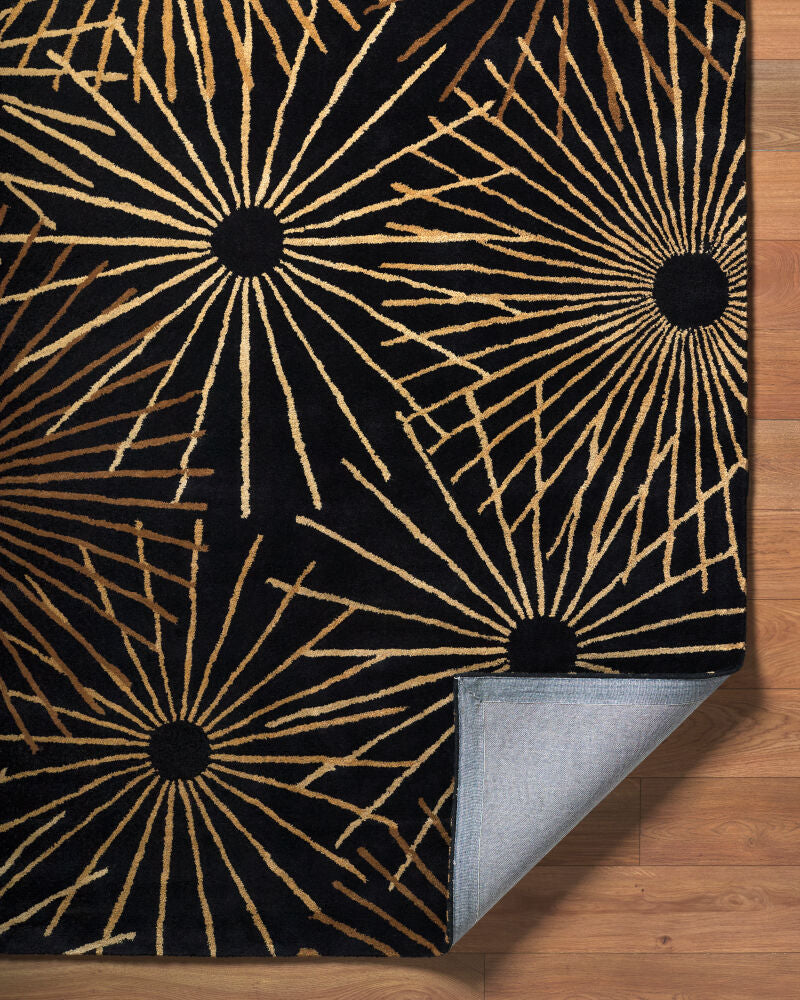 Forum Black/Tan Handmade Rug - fold