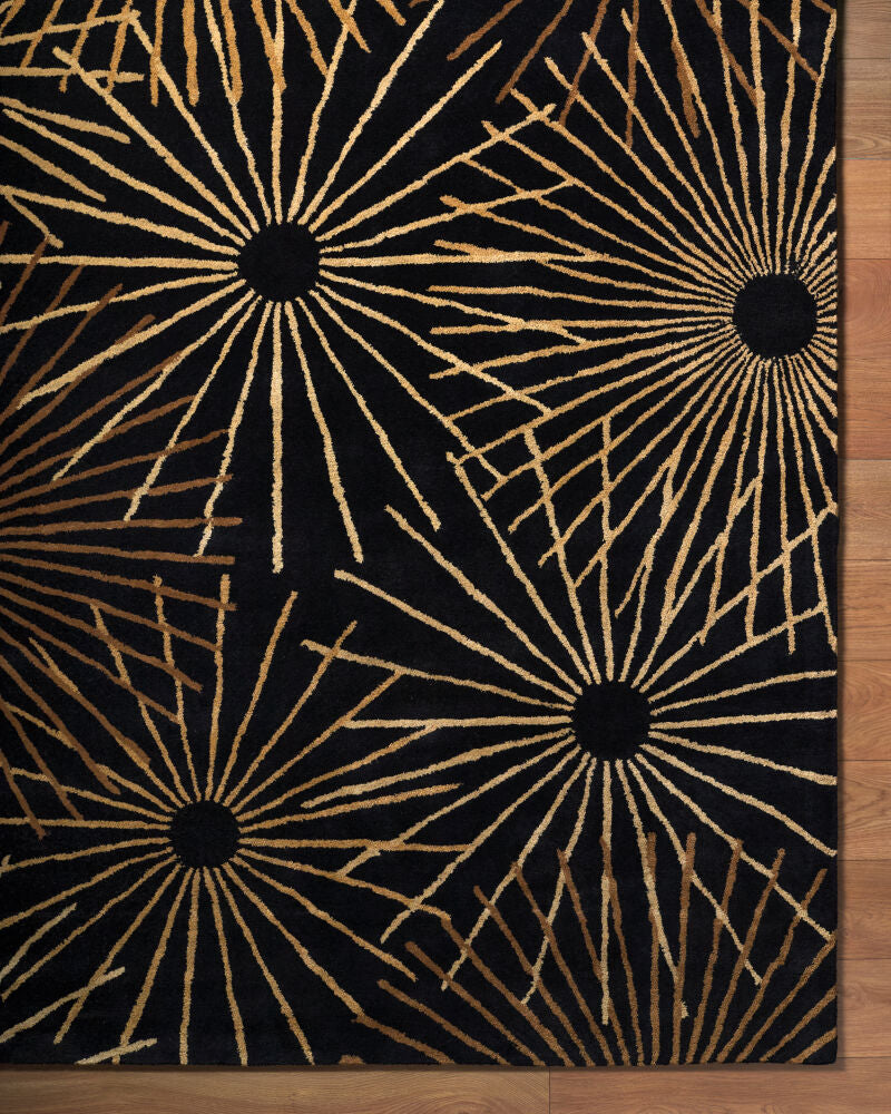 Forum Black/Tan Handmade Rug - overhead