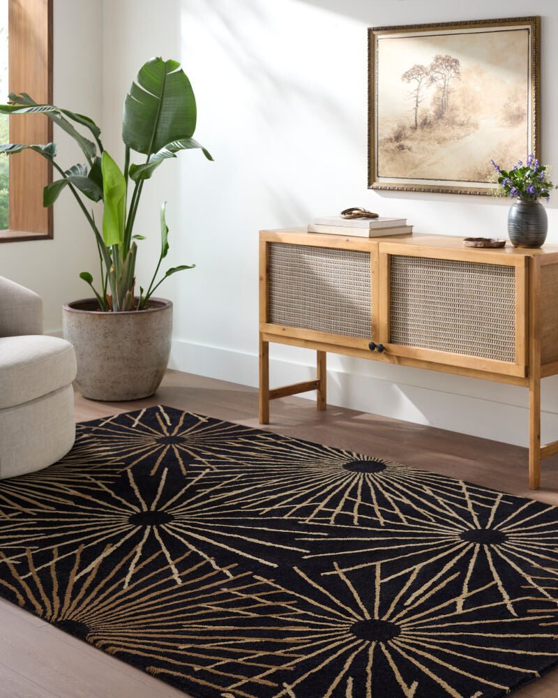 Forum Black/Tan Handmade Rug - roomscene