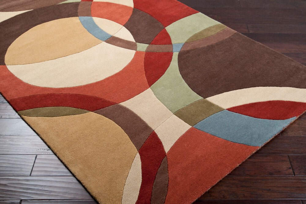 Forum Burgandy/Tan Handmade Rug - corner