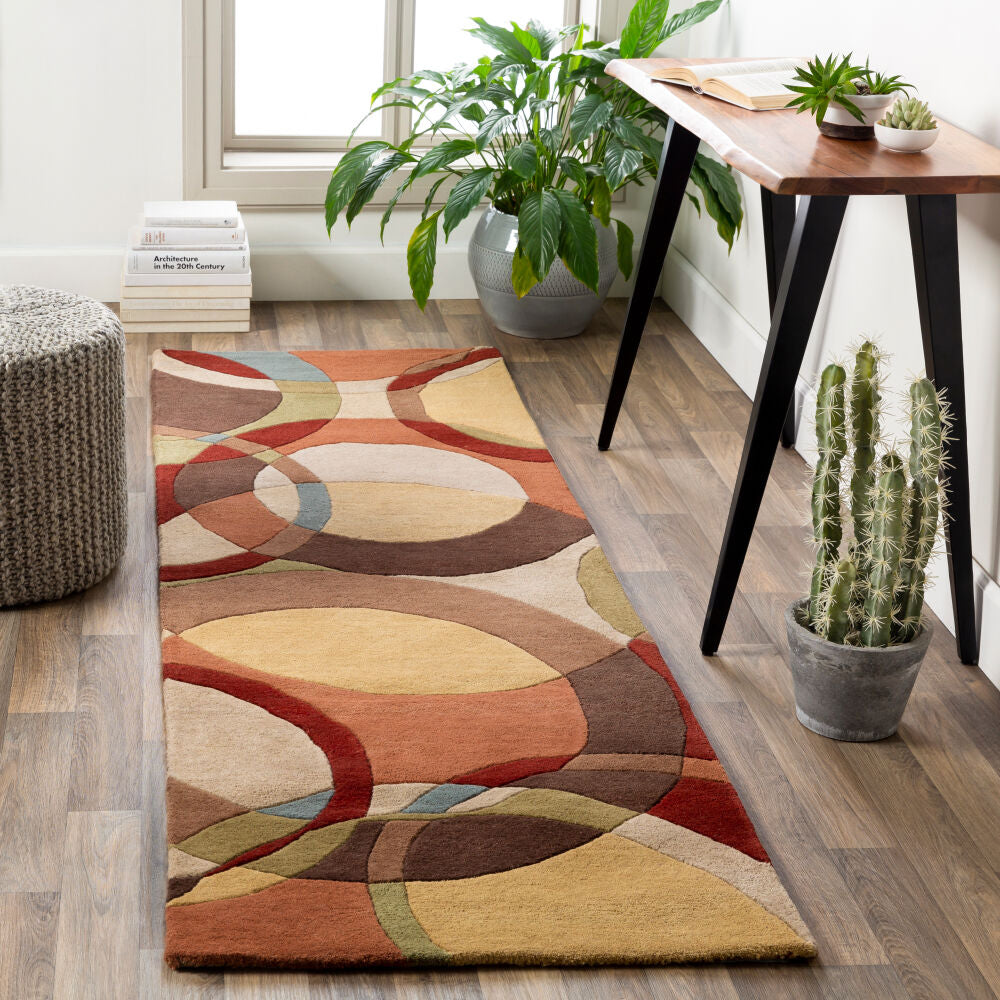 Forum Burgandy/Tan Handmade Rug - roomscene