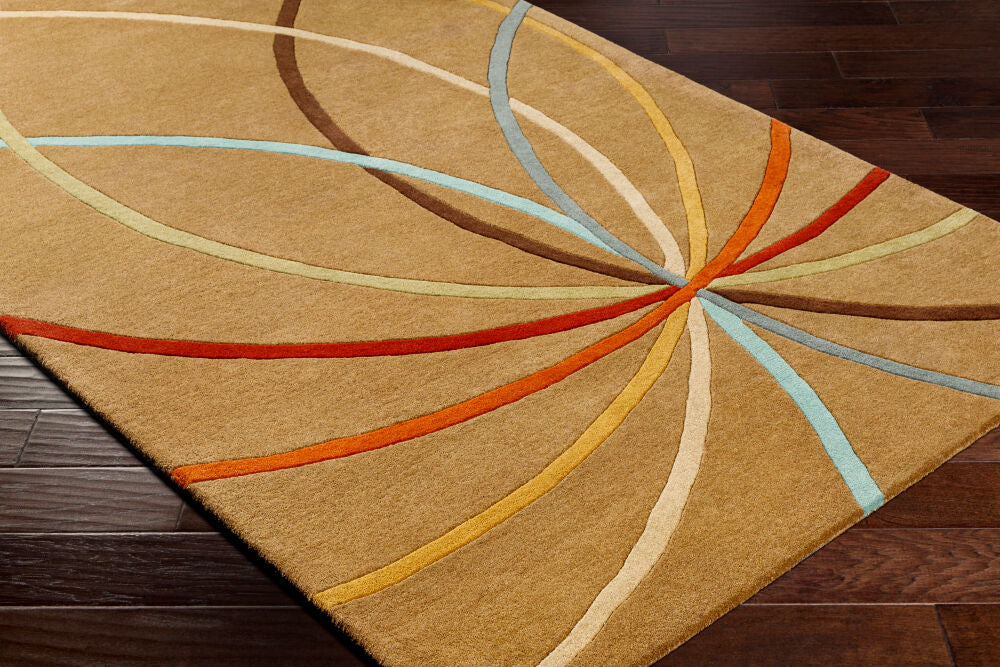 Forum Aqua/Wheat Handmade Rug - corner