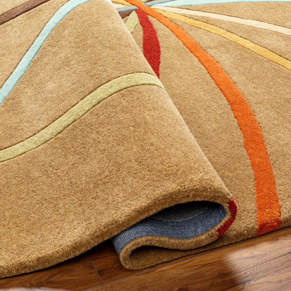 Forum Aqua/Wheat Handmade Rug - fold