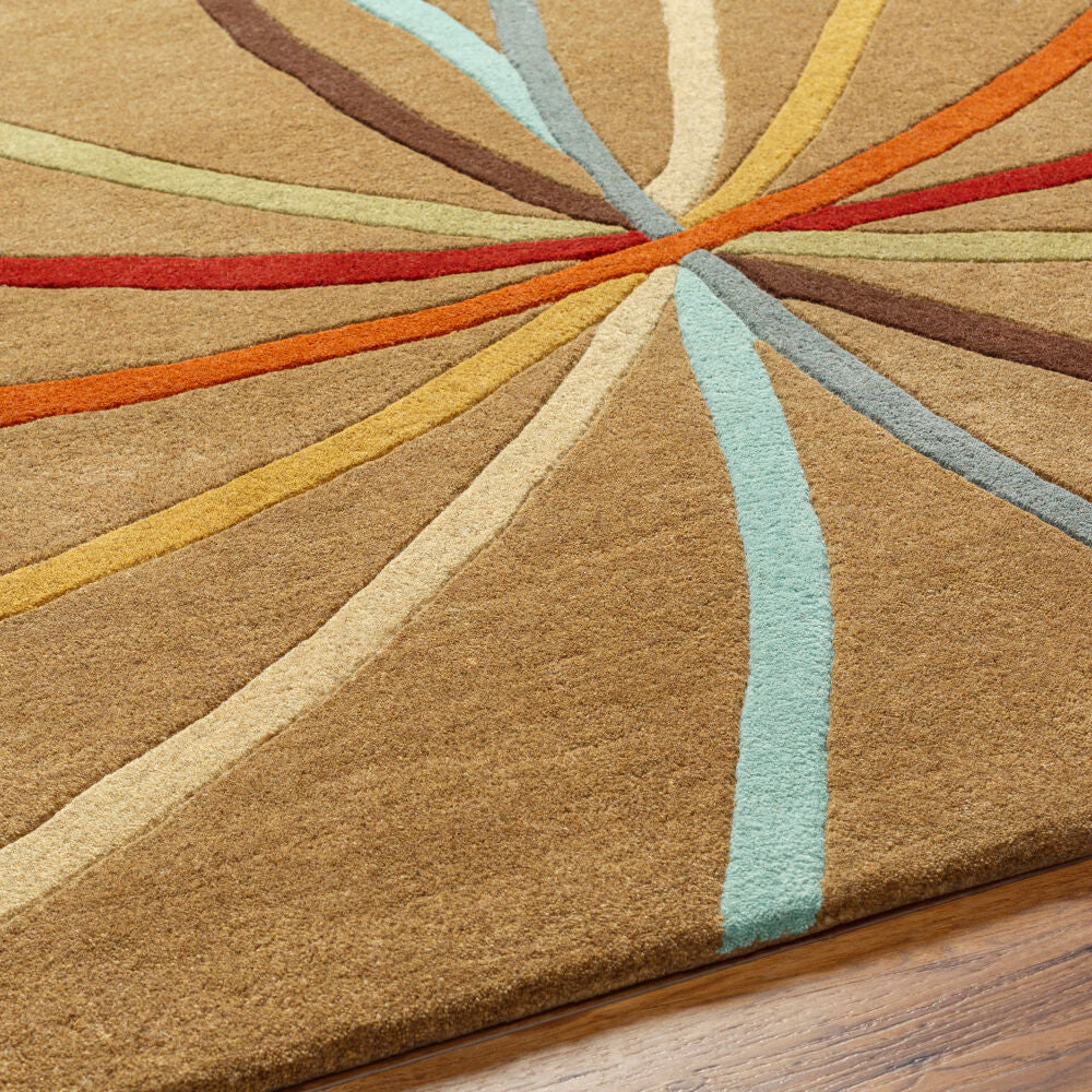 Forum Aqua/Wheat Handmade Rug - texture