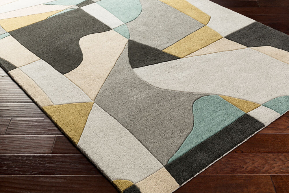 Forum Beige/Olive Handmade Rug - corner