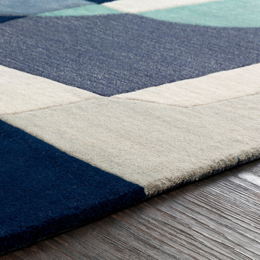 Forum Dark Blue/Oatmeal Handmade Rug - texture