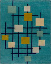 Forum Dark Blue/Sage Handmade Rug - 10' x 14'