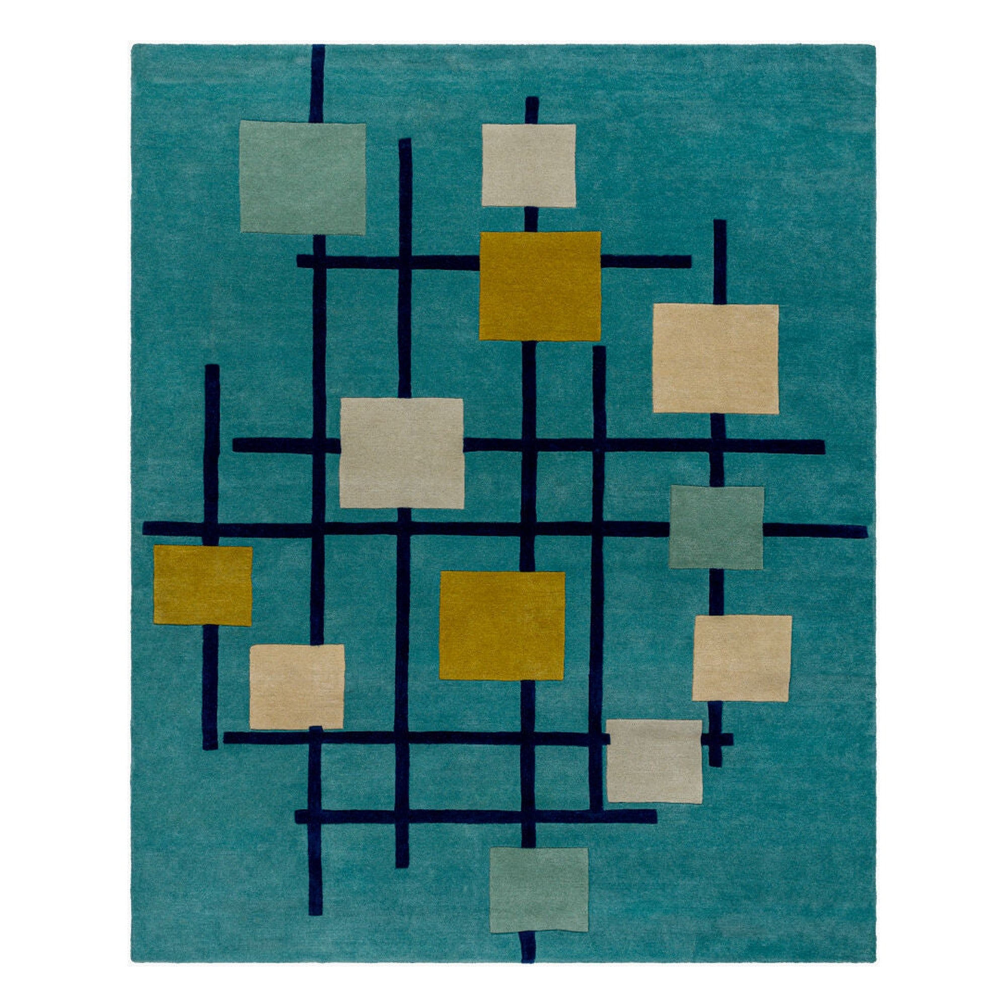 Forum Dark Blue/Sage Handmade Rug - 10' x 14'
