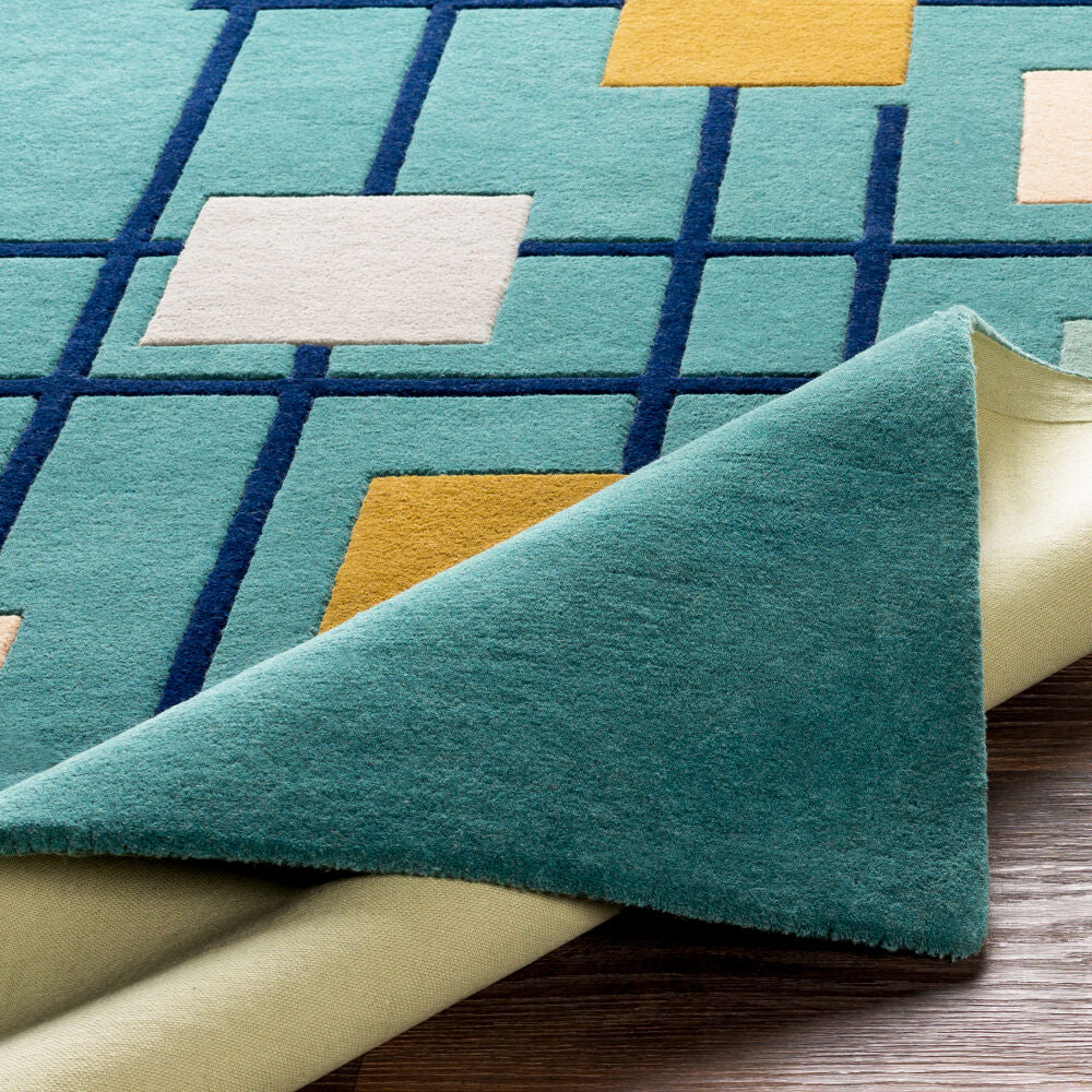 Forum Dark Blue/Sage Handmade Rug - fold