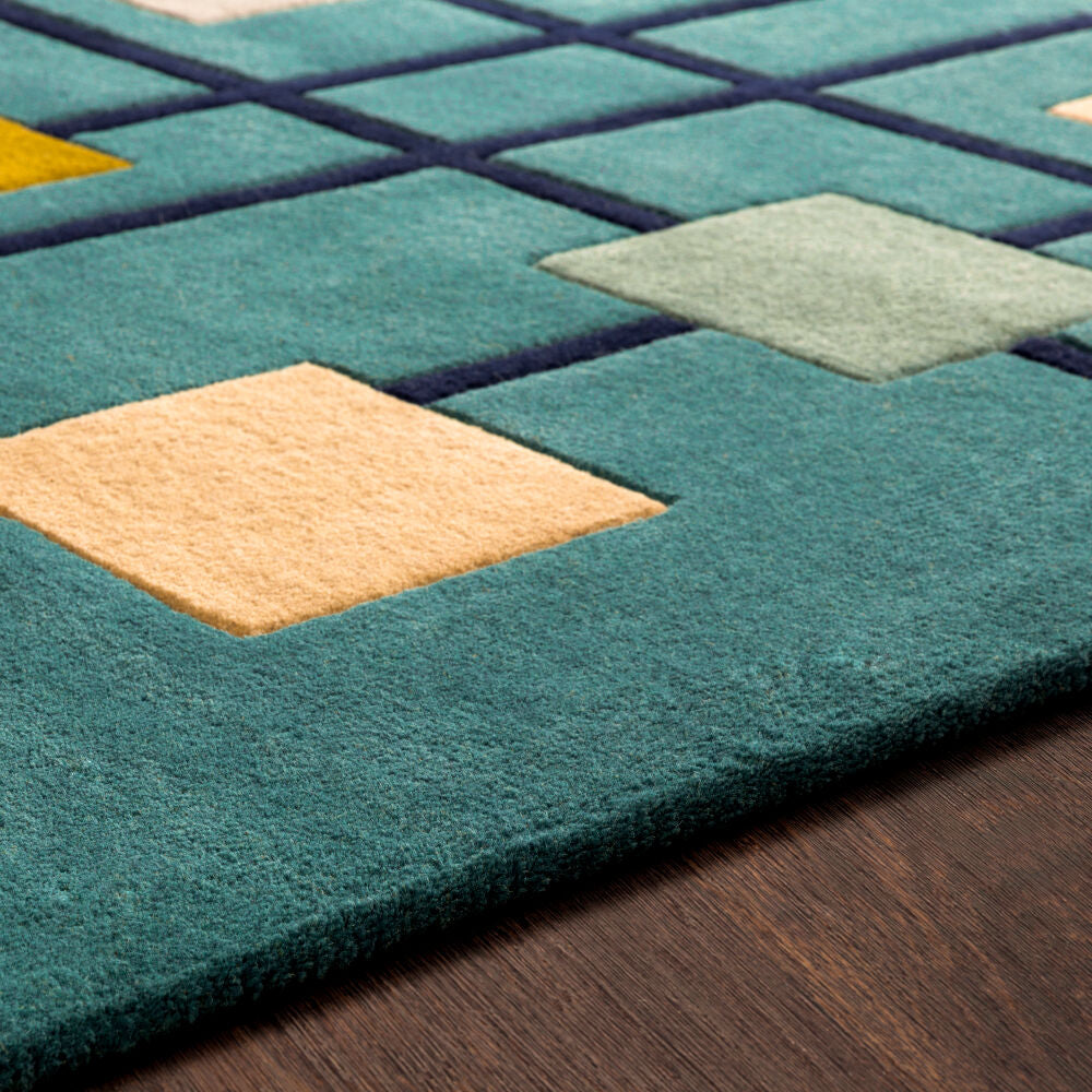 Forum Dark Blue/Sage Handmade Rug - texture