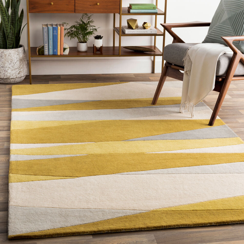Forum Gray/Yellow Handmade Rug - roomscene