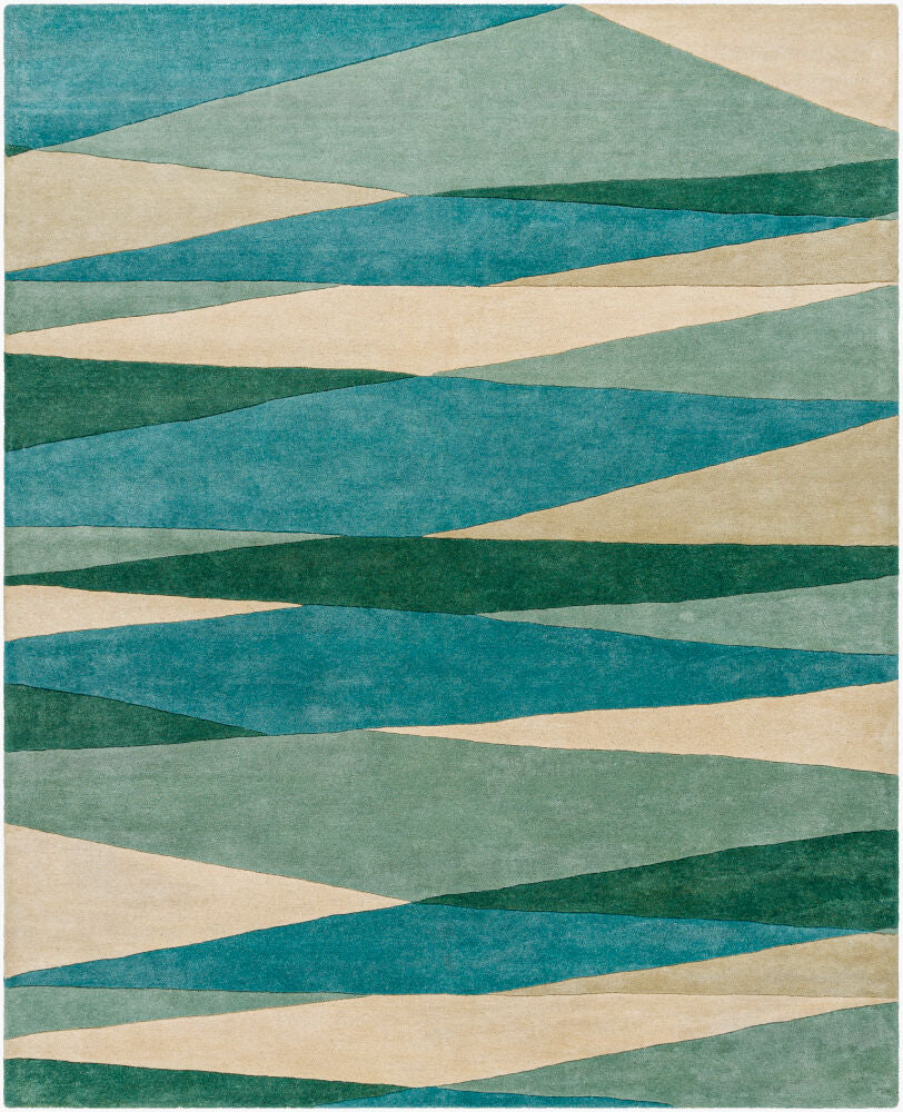 Forum Cream/Teal Handmade Rug - 10' x 14'
