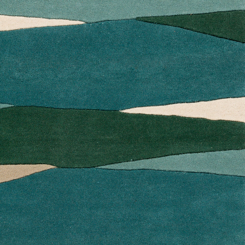 Forum Cream/Teal Handmade Rug - swatch