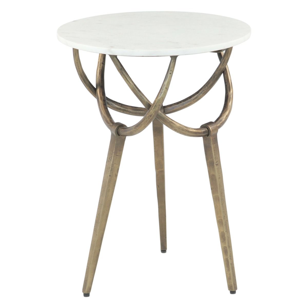 Mojave 16" Side Table with White Marble and Antique Brass Base, Set of 2 - image 2