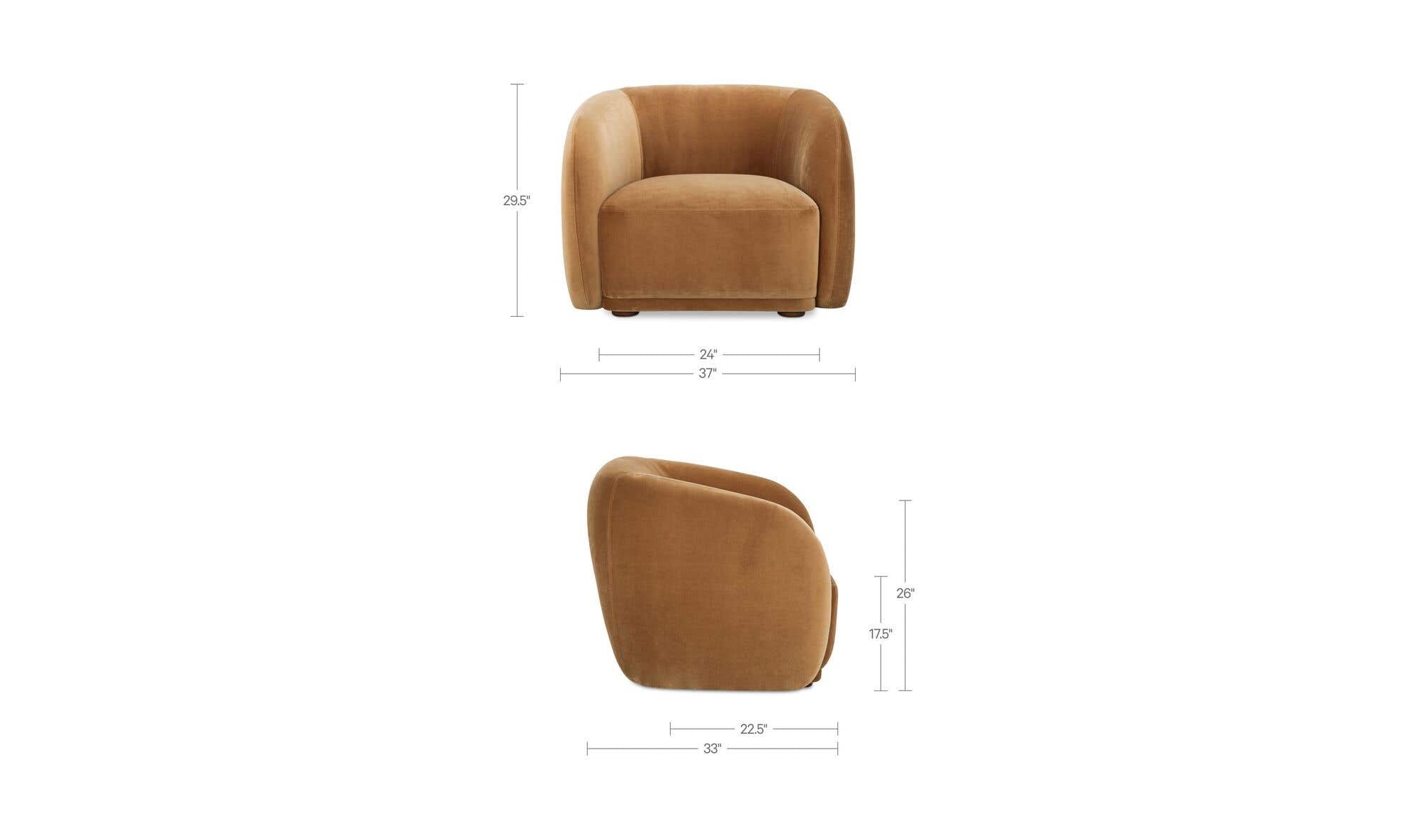 Faye Accent Chair Tan Faux Mohair by Moe's Home Collection - view 11