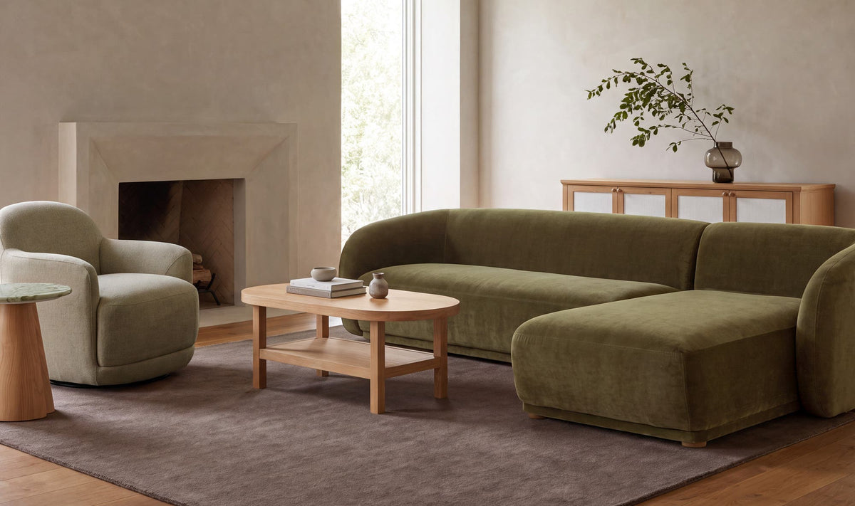 Faye Sectional Dark Green Faux Mohair Right by Moe's Home Collection - view 3