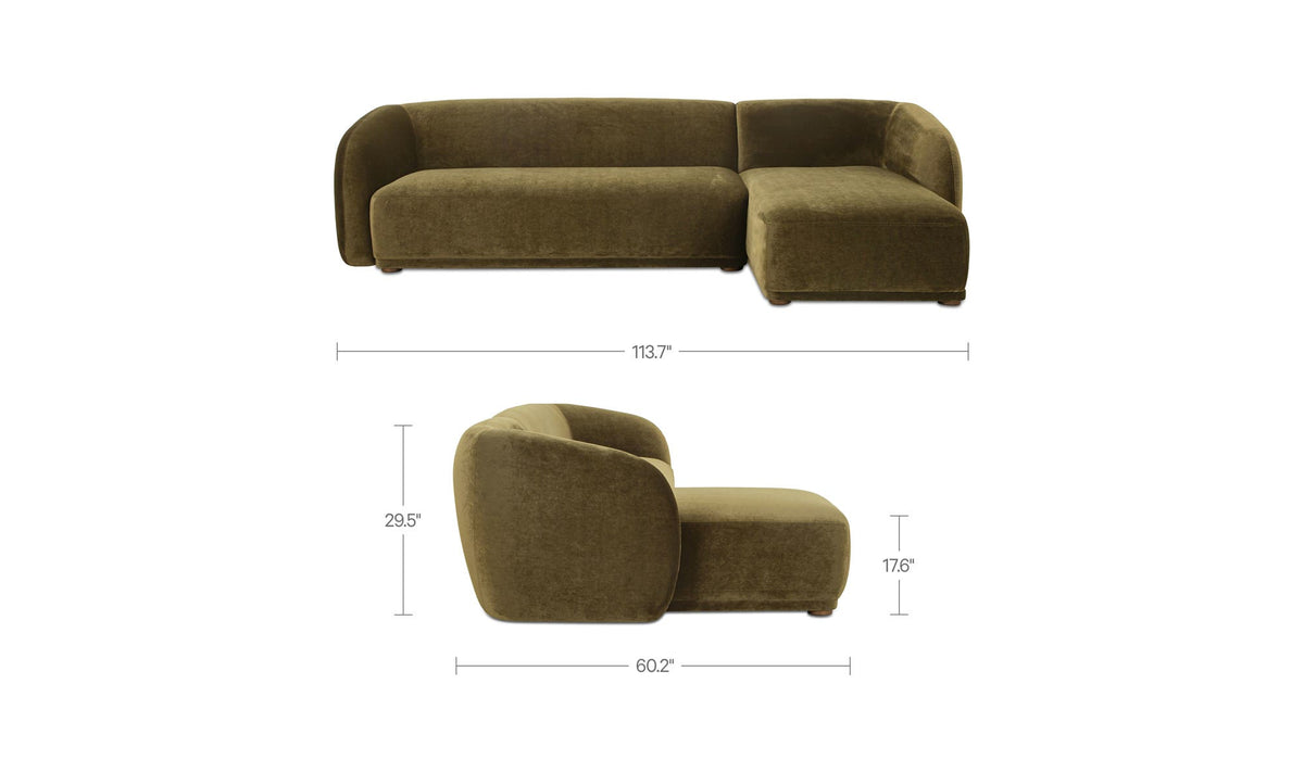 Faye Sectional Dark Green Faux Mohair Right by Moe's Home Collection - view 10