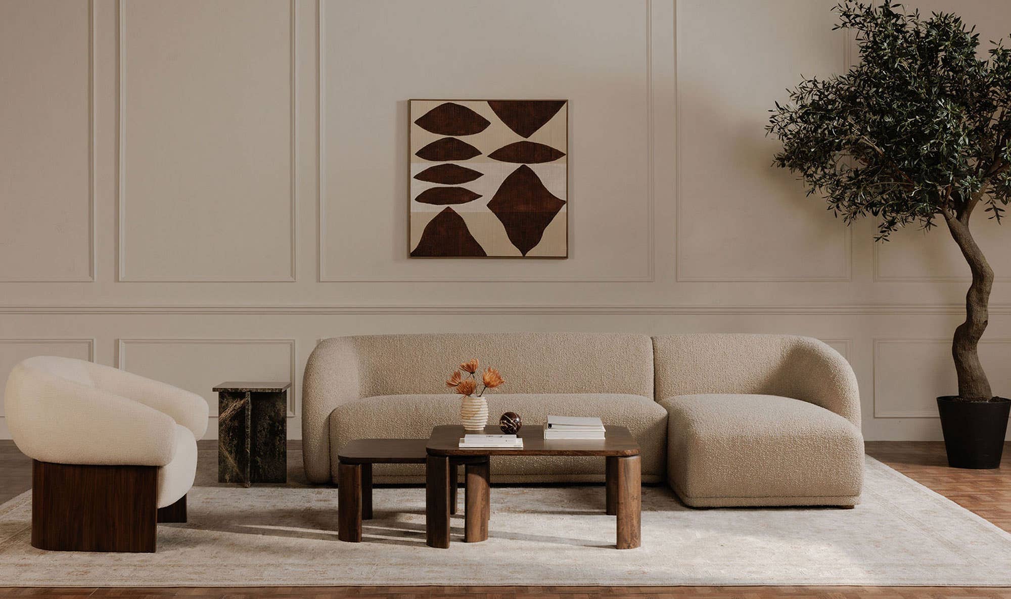 Faye Left Sectional Beige Boucle by Moe's Home Collection - view 7