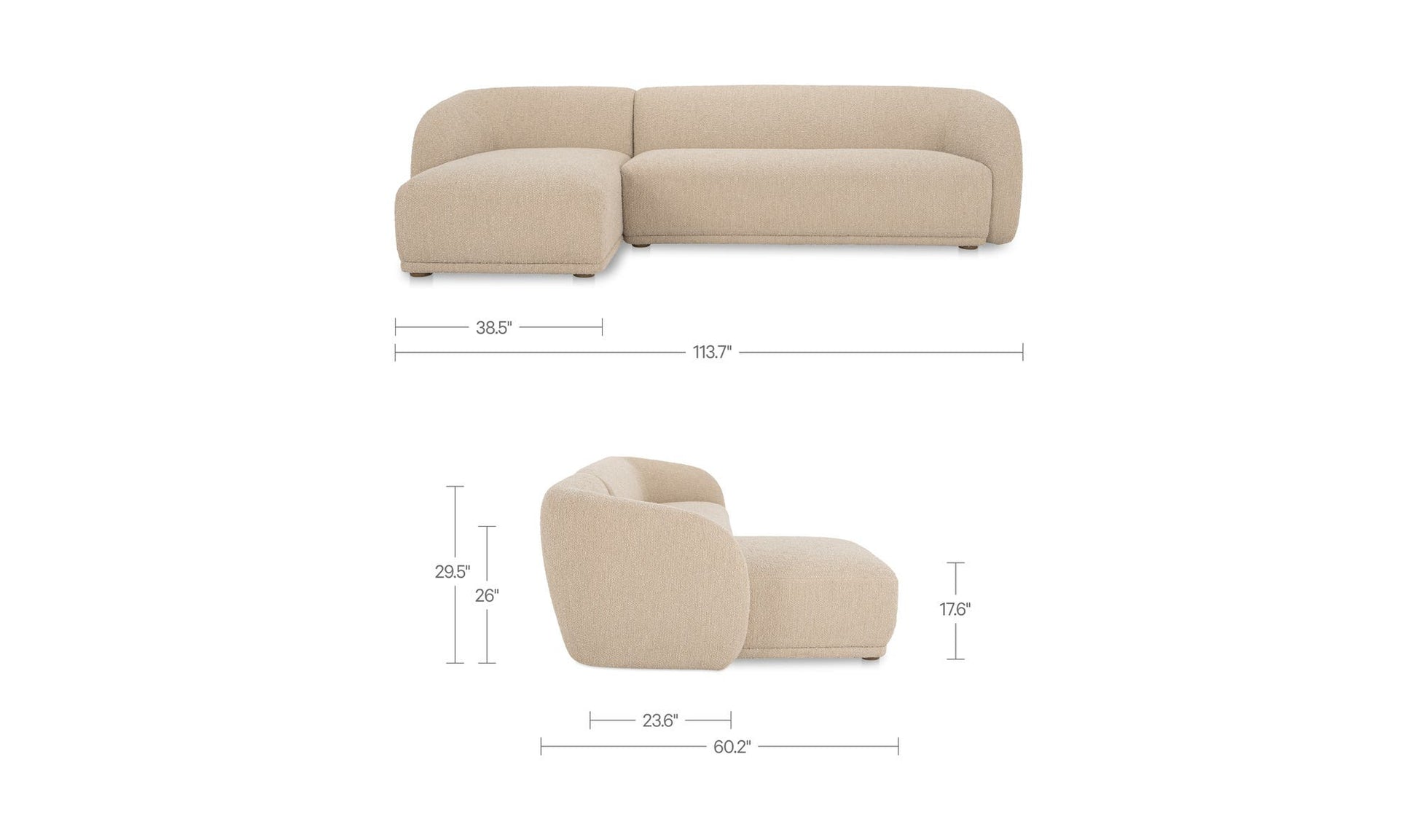 Faye Left Sectional Beige Boucle by Moe's Home Collection - view 15