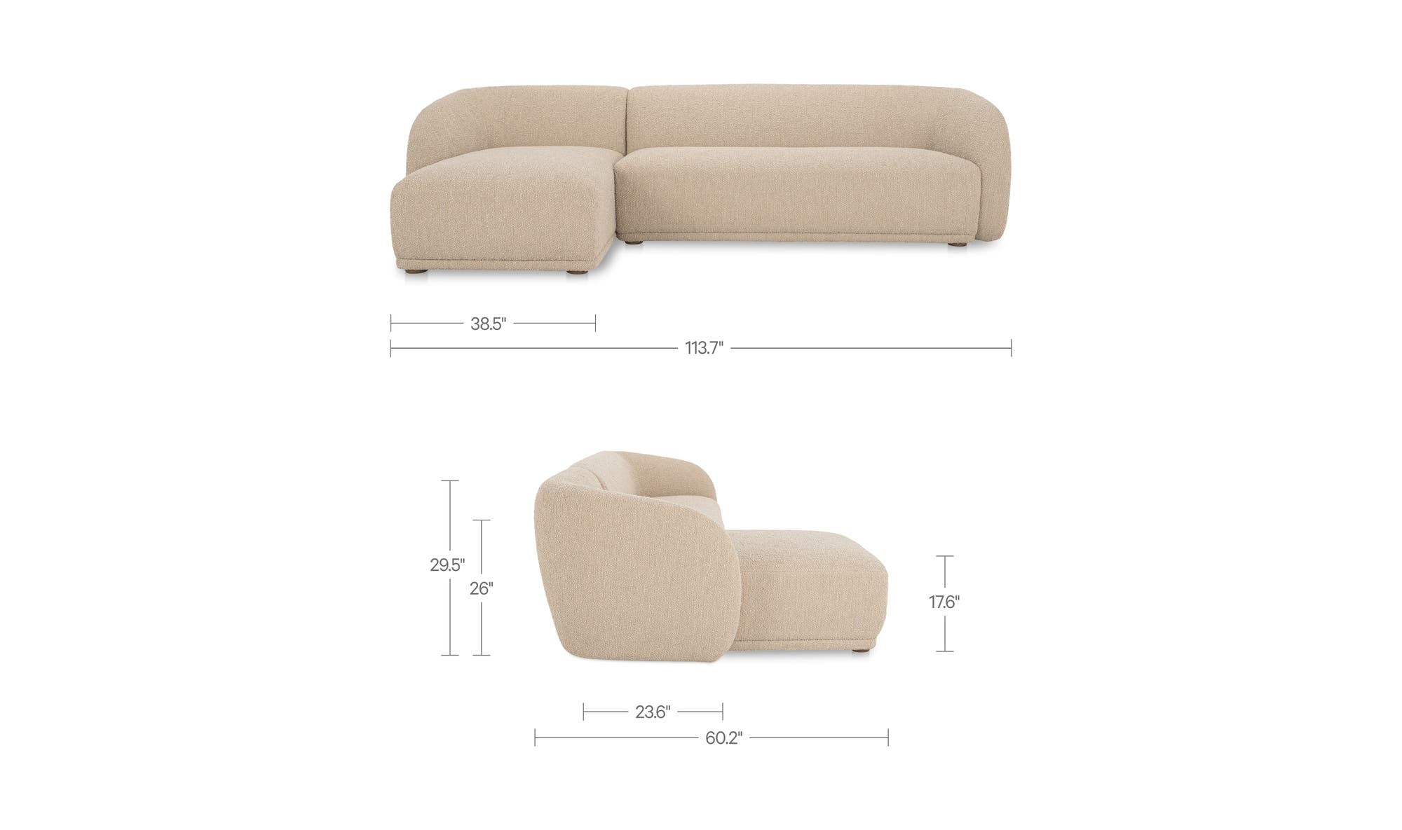 Faye Left Sectional Beige Boucle by Moe's Home Collection - view 15