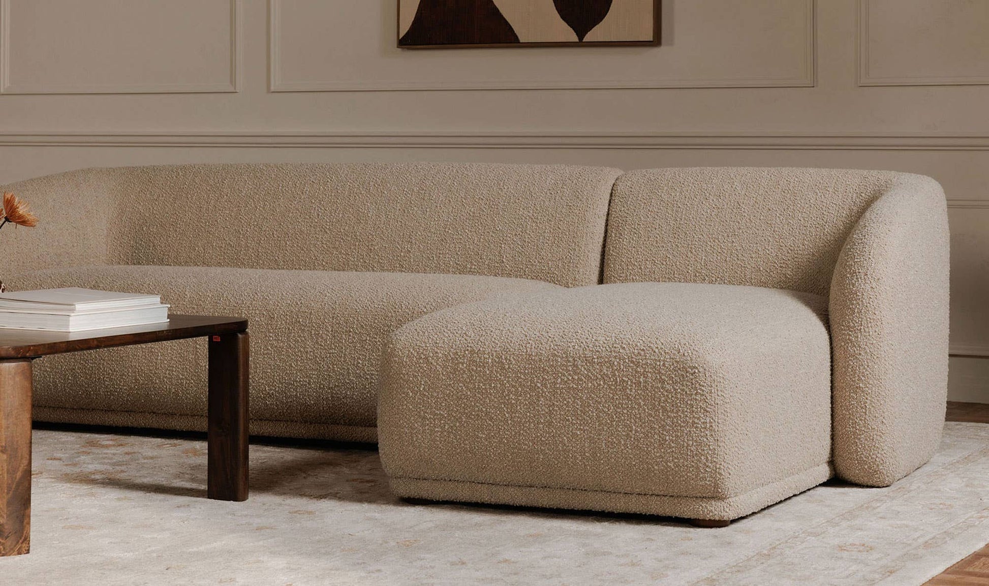 Faye Right Sectional Beige Boucle by Moe's Home Collection - view 8