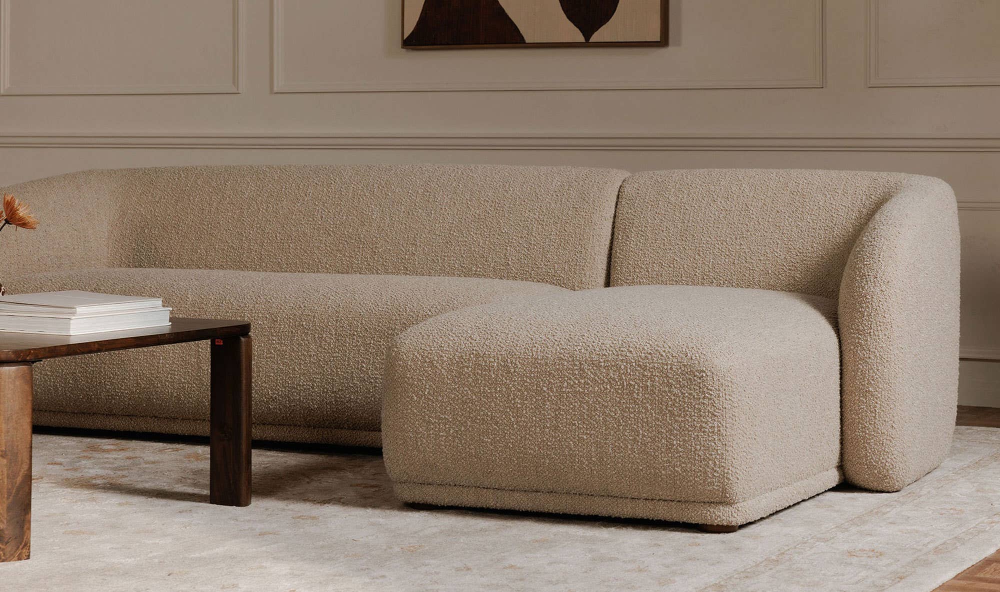 Faye Right Sectional Beige Boucle by Moe's Home Collection - view 8