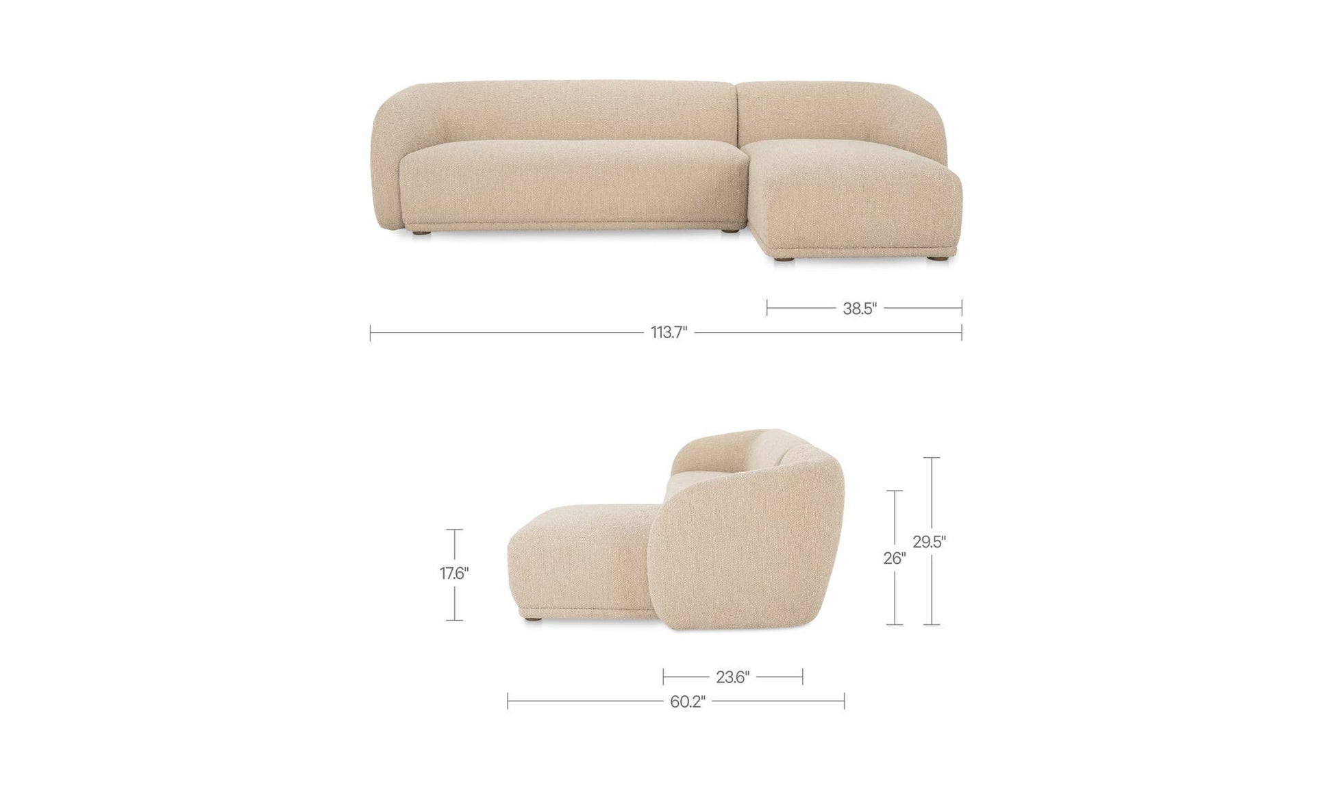 Faye Right Sectional Beige Boucle by Moe's Home Collection - view 15