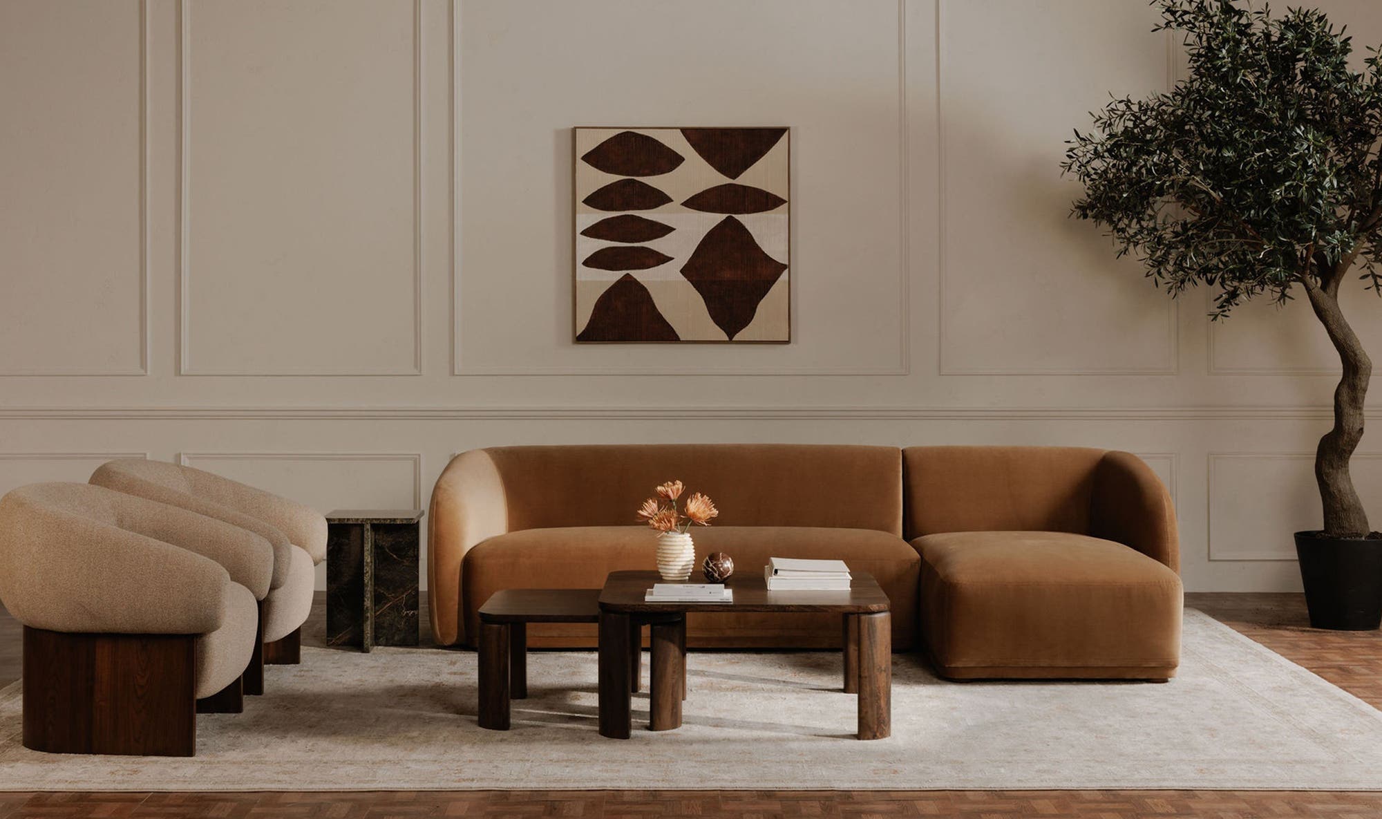 Faye Left Sectional Tan Faux Mohair by Moe's Home Collection - view 7