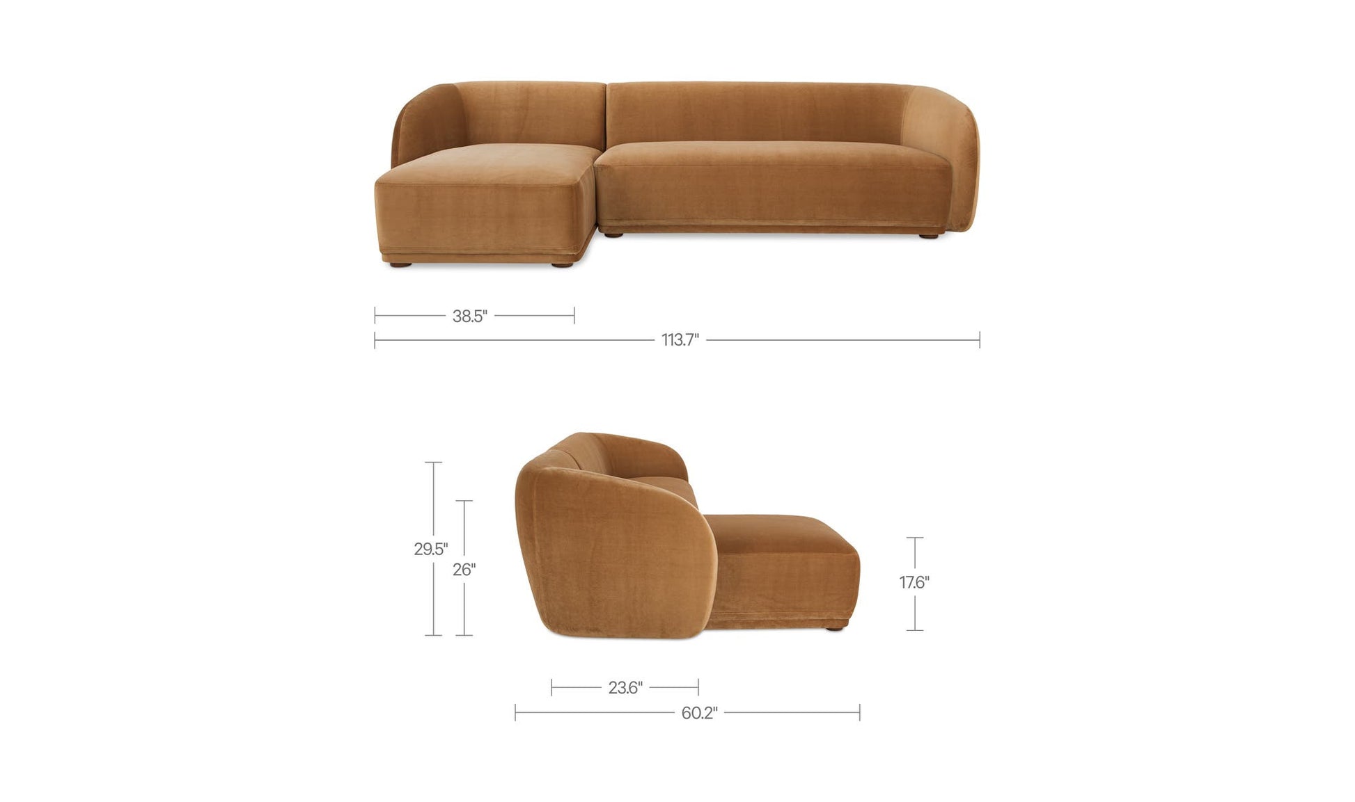 Faye Left Sectional Tan Faux Mohair by Moe's Home Collection - view 15