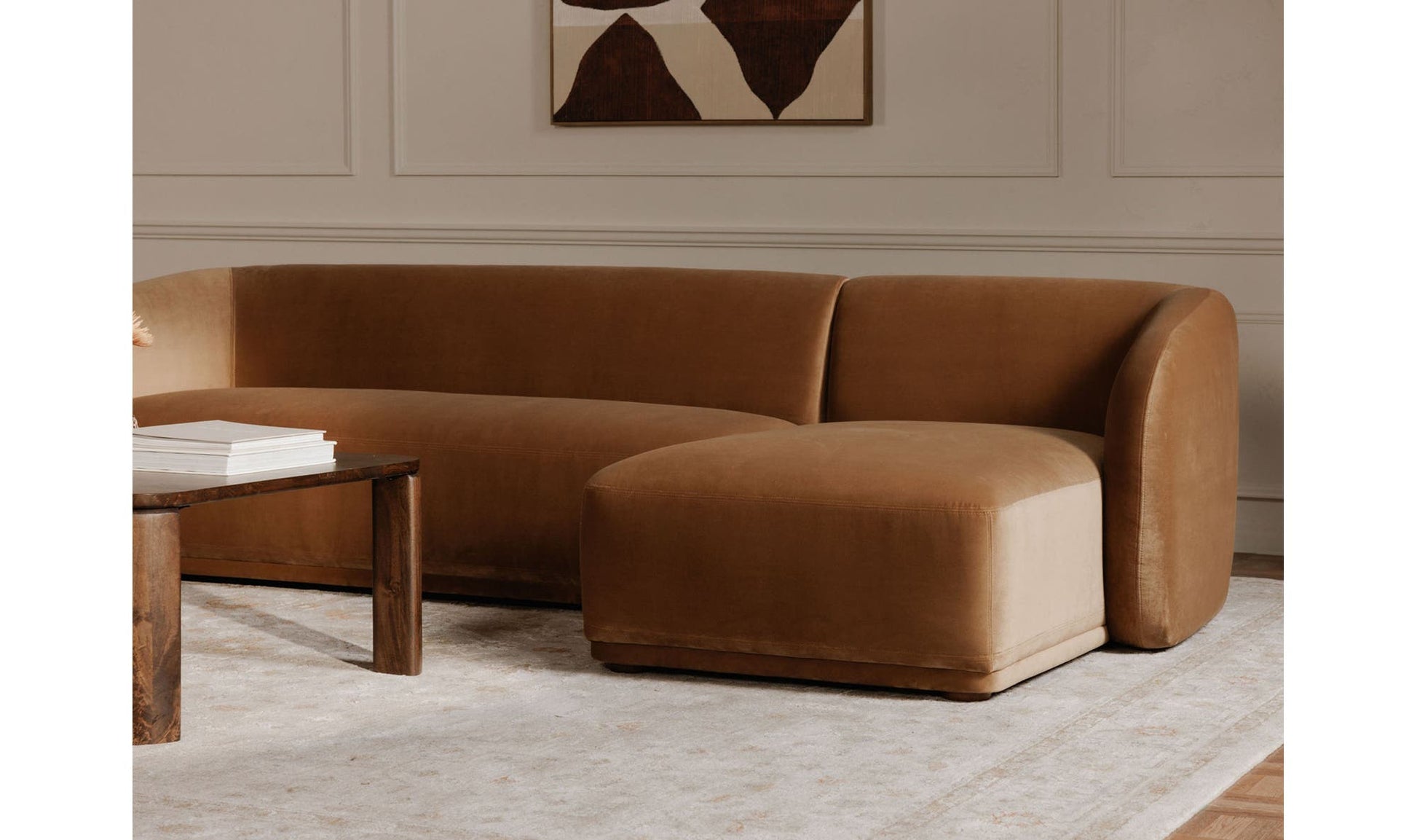 Faye Right Sectional Tan Faux Mohair by Moe's Home Collection - view 8