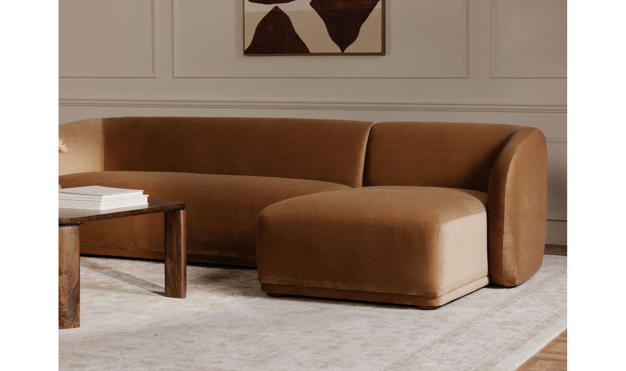 Faye Right Sectional Tan Faux Mohair by Moe's Home Collection - view 8